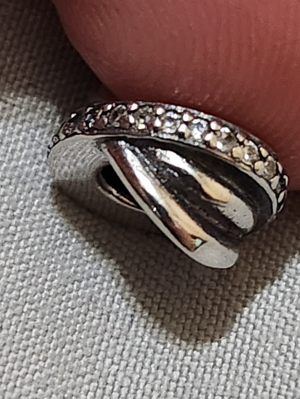 Auth. Pandora Sparkling & Polished Lines Spacer Charm In Sterling Silver - Picture 2 of 5